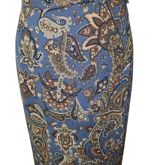 Vintage Harold's Paisley Maxi Skirt Blue Brown Rayon Size 6 Boho Modest USA - Picture 2 of 10